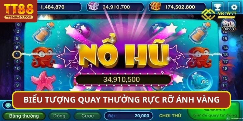 Biểu tượng quay thưởng rực rỡ ánh vàng